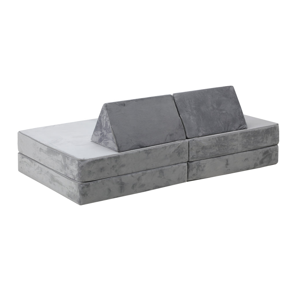 Kids Play Couch Modular Foam Sofa Bed DIY 2 Seater Grey