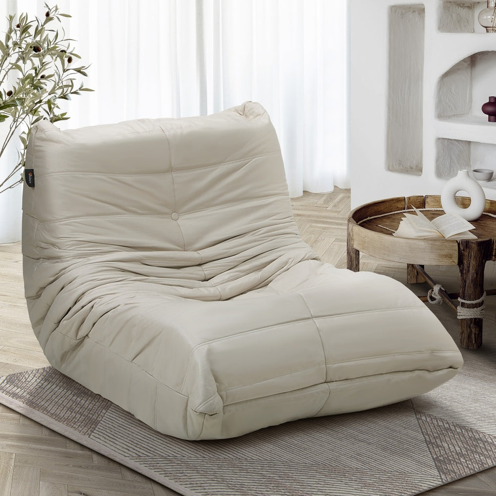 Floor Sofa Lazy Couch Beige Polyester