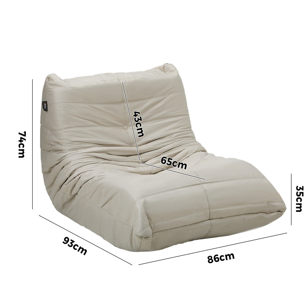 Floor Sofa Lazy Couch Beige Polyester