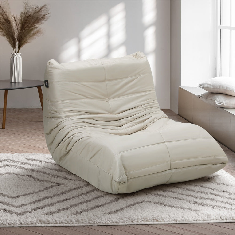 Floor Sofa Lazy Couch Beige Polyester