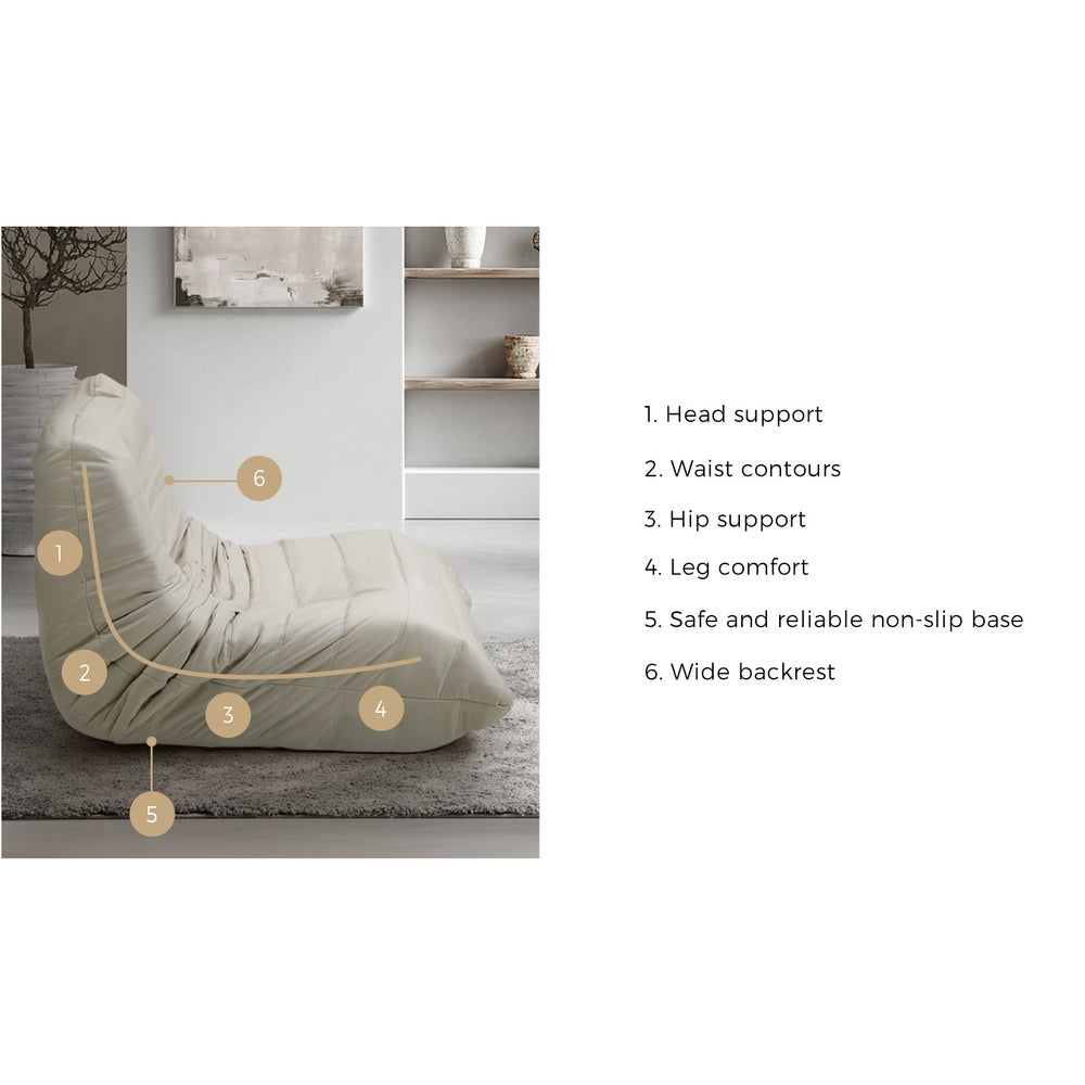 Floor Sofa Lazy Couch Beige Polyester