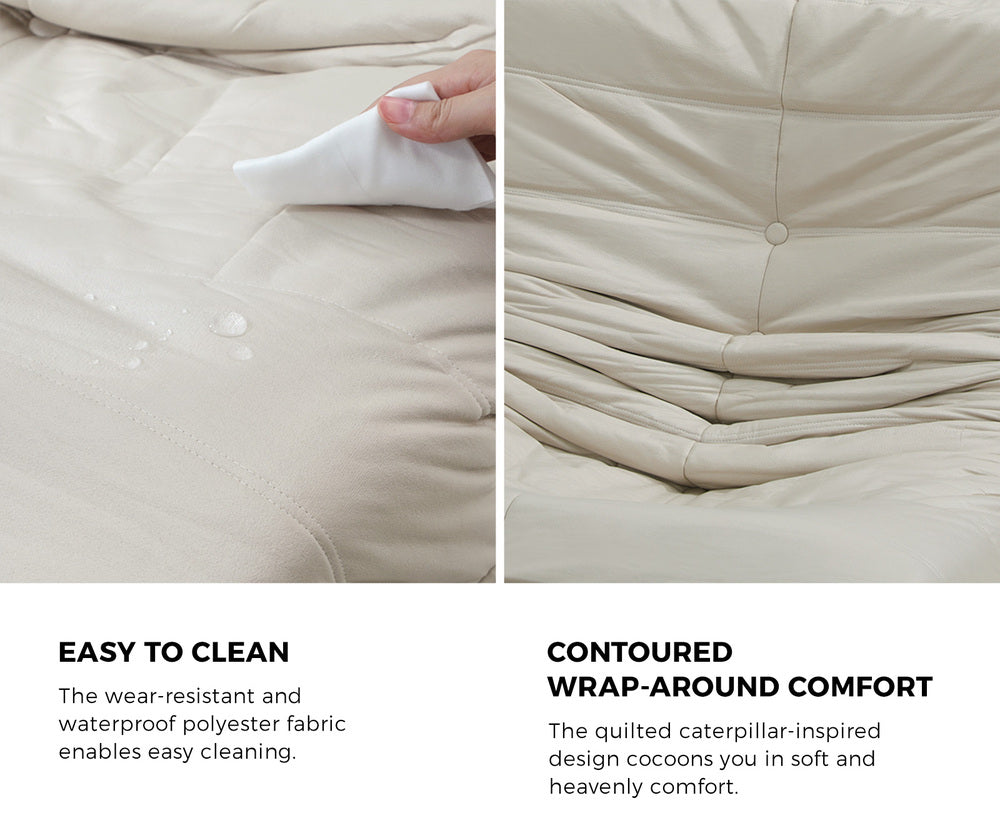 Floor Sofa Lazy Couch Beige Polyester