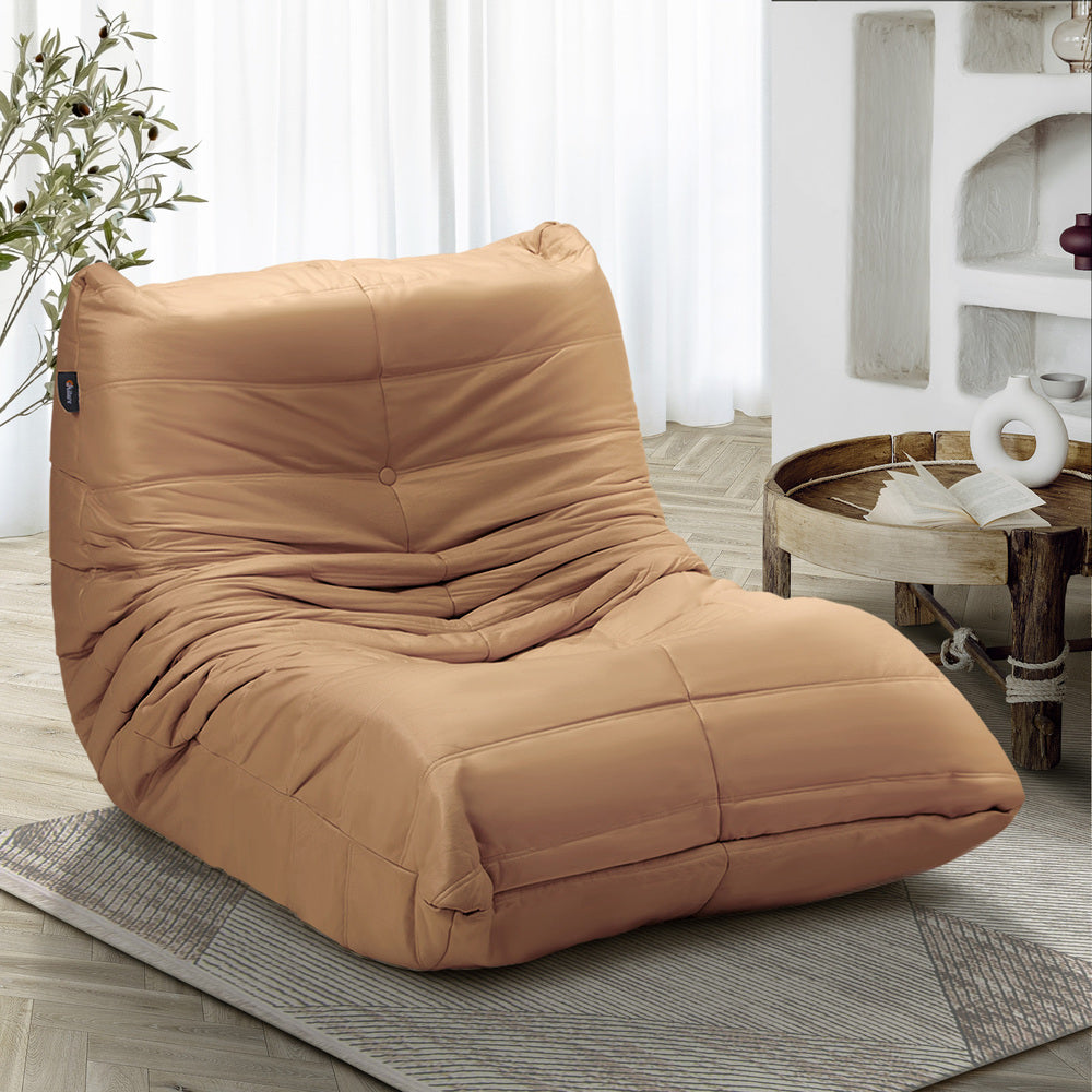 Floor Sofa Lazy Couch Brown Polyester