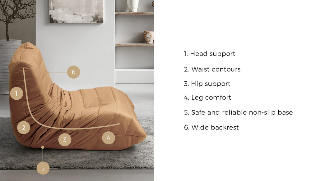 Floor Sofa Lazy Couch Brown Polyester