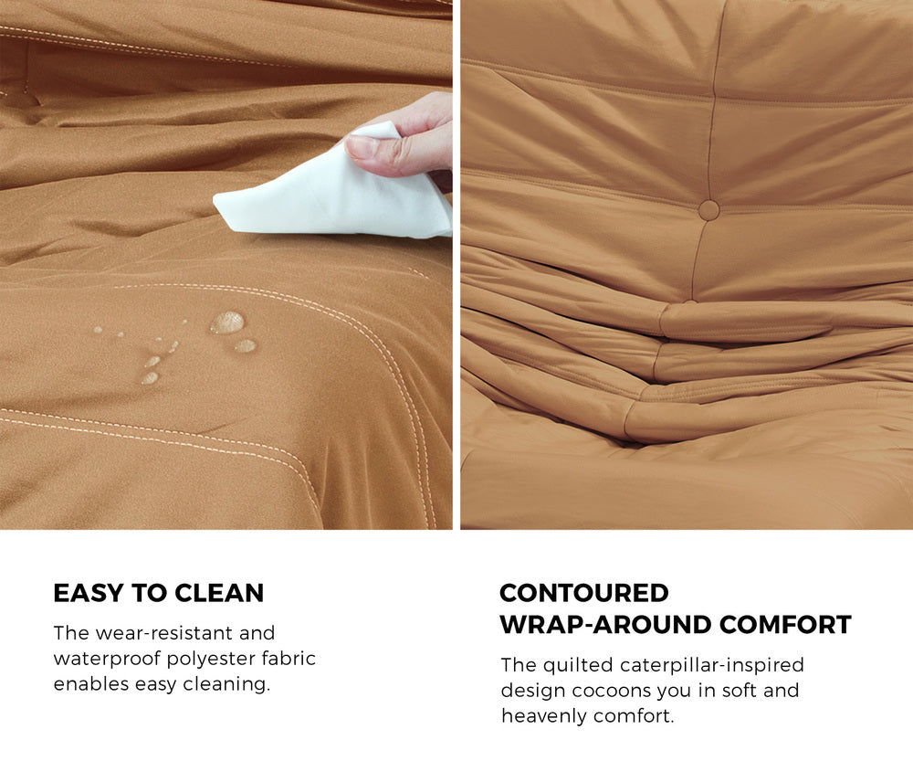 Floor Sofa Lazy Couch Brown Polyester