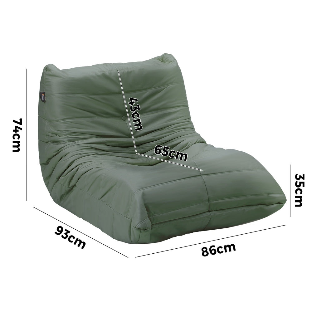 2X Floor Sofa Lounge Caterpillar Lazy Couch Single Chair Pouffe Green