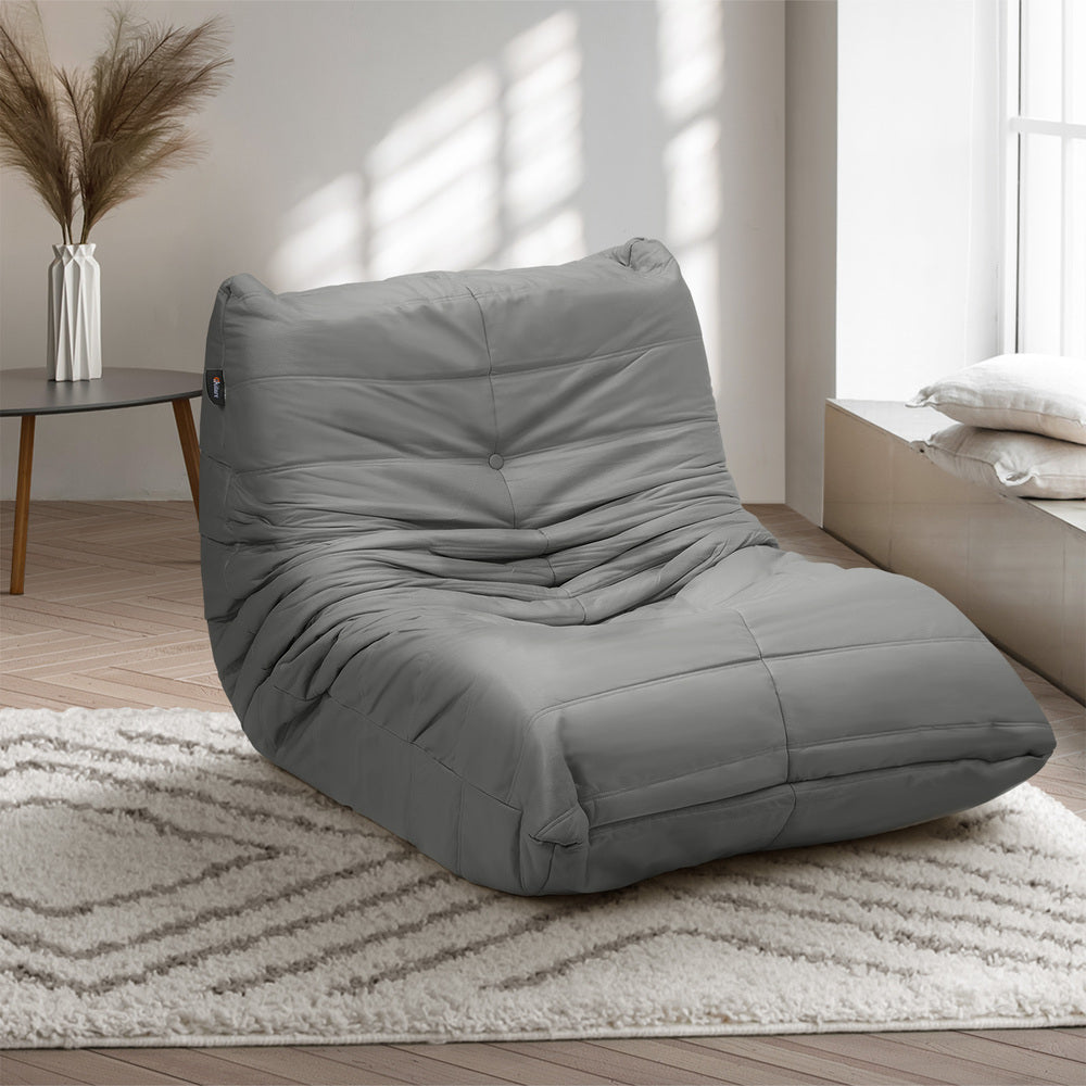 Floor Sofa Lazy Couch Grey Polyester