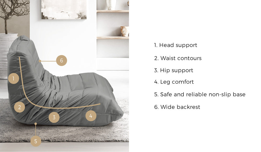 Floor Sofa Lazy Couch Grey Polyester