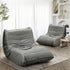 2X Floor Sofa Lounge Caterpillar Couch Single Pouffe Grey
