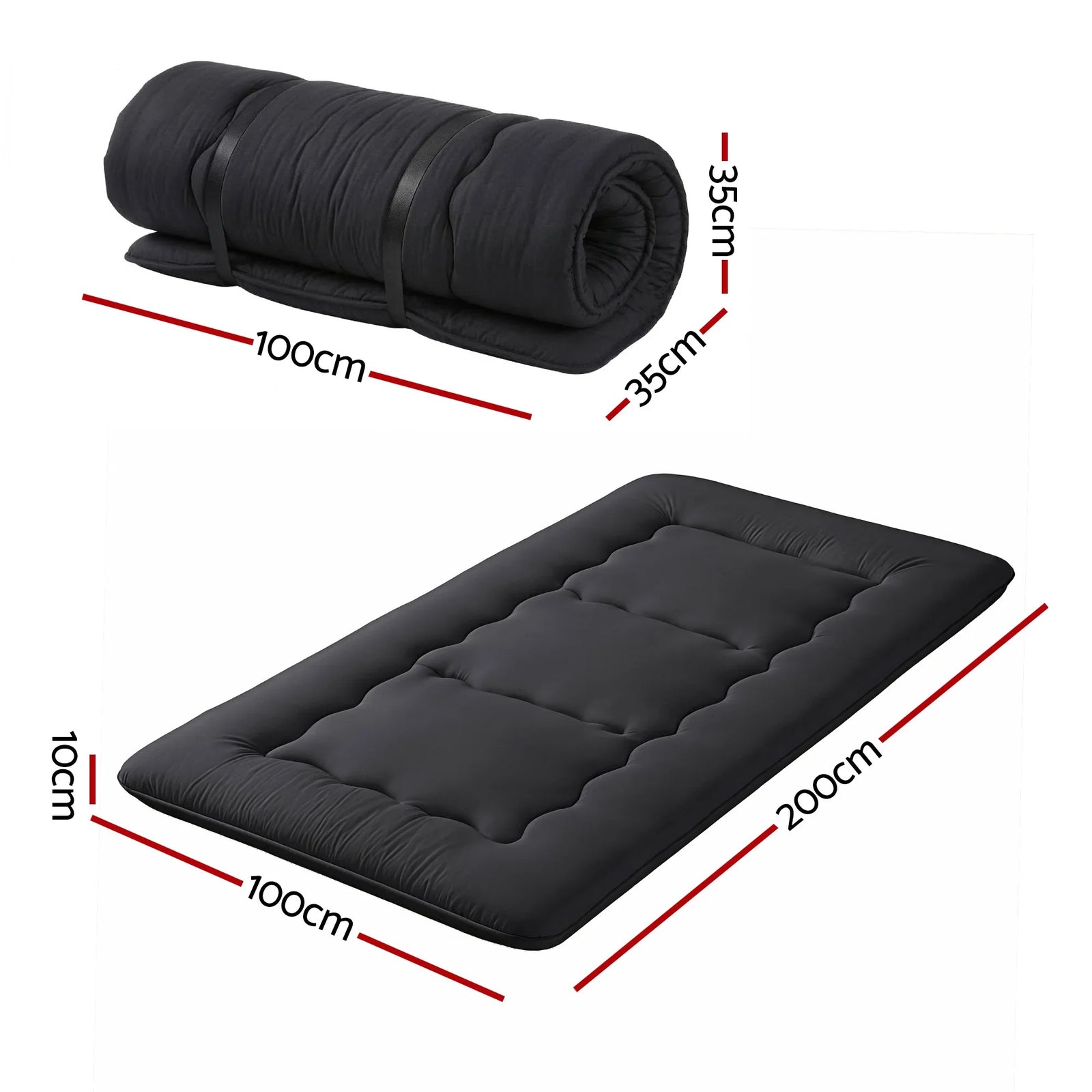 10cm Japanese Floor Mattress Foldable Futon Mattress Washable Cover Straps