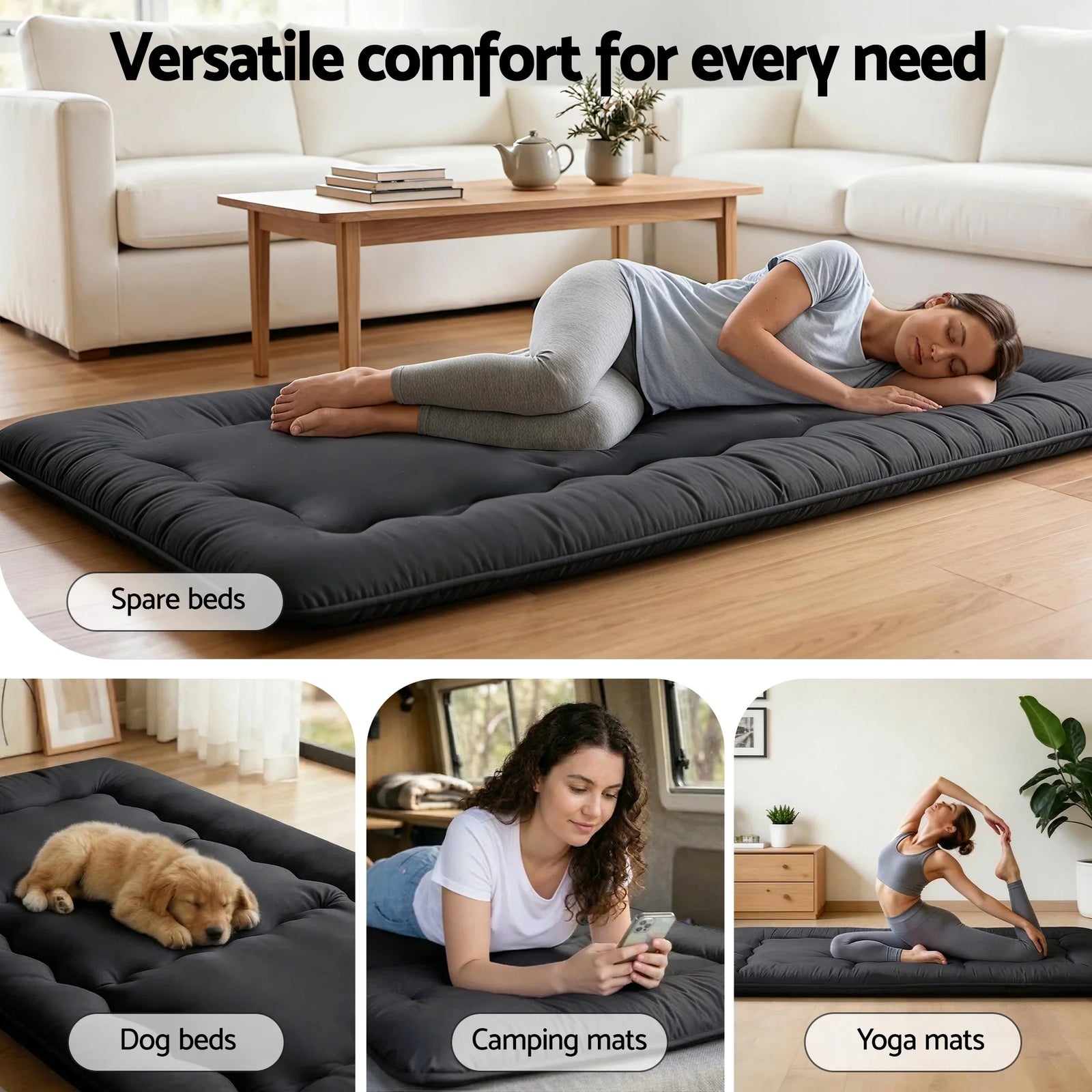 10cm Japanese Floor Mattress Foldable Futon Mattress Washable Cover Straps