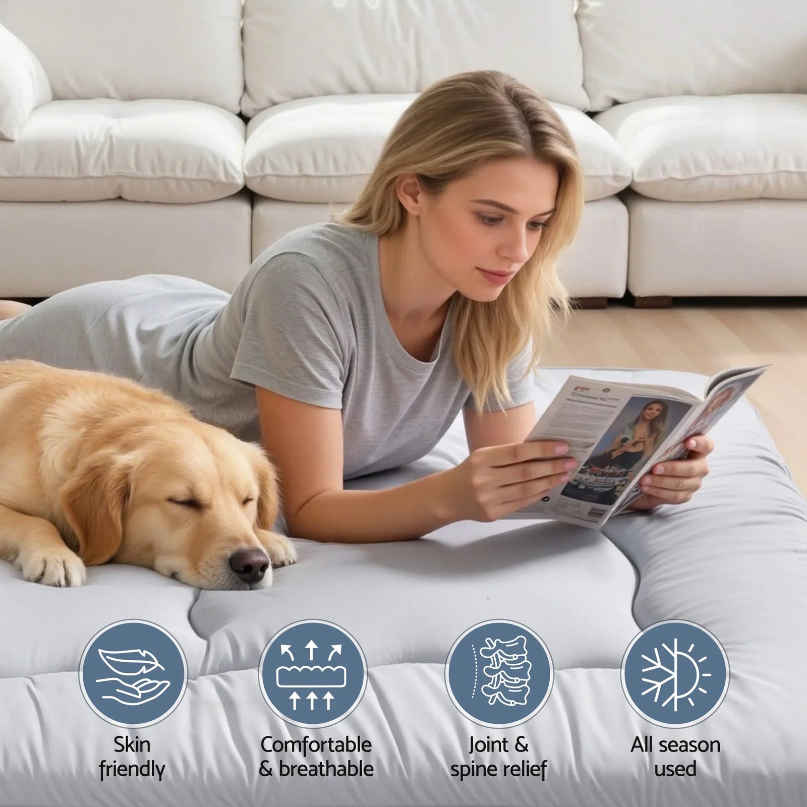 10cm Japanese Floor Mattress Foldable Futon Mattress Washable Cover Straps