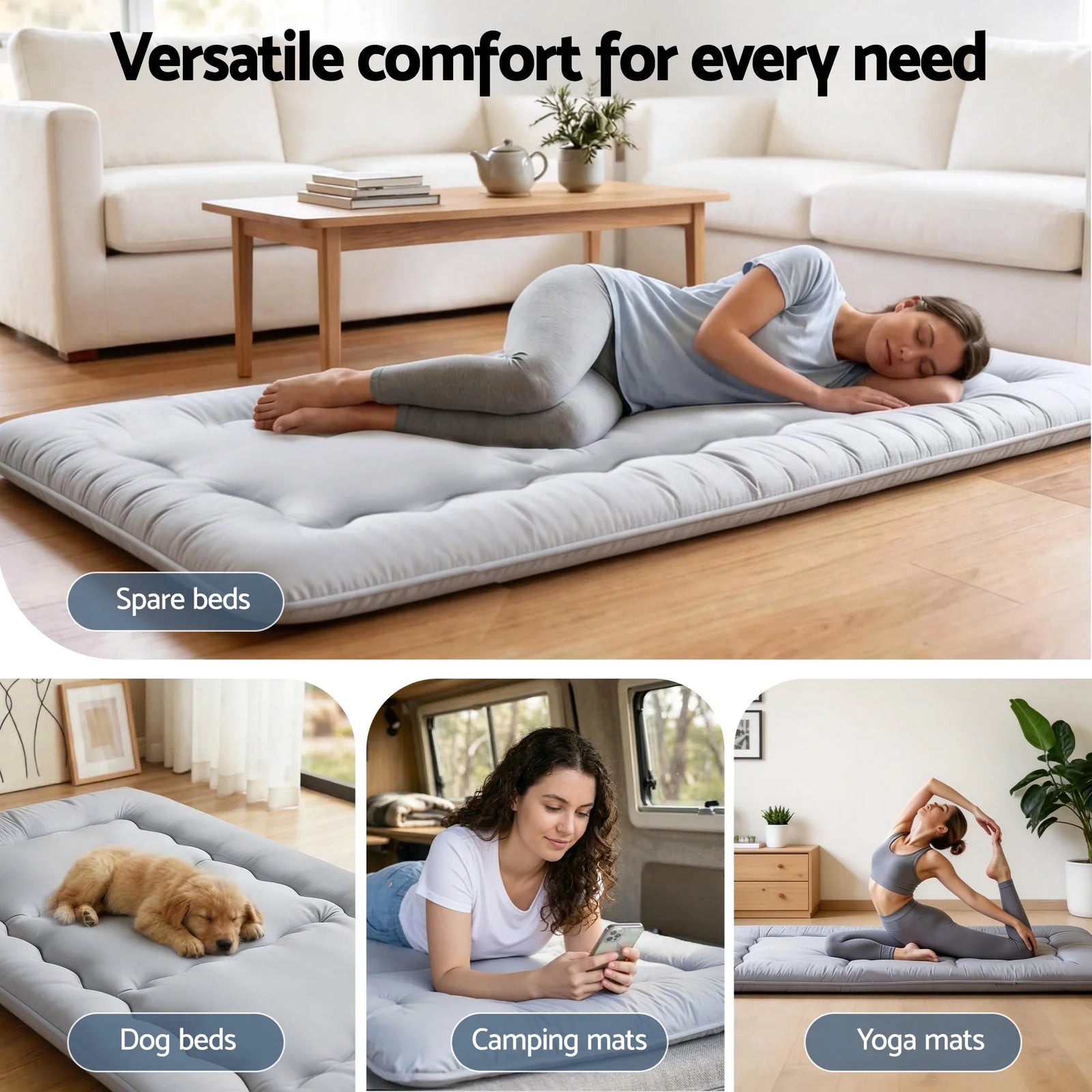 10cm Japanese Floor Mattress Foldable Futon Mattress Washable Cover Straps