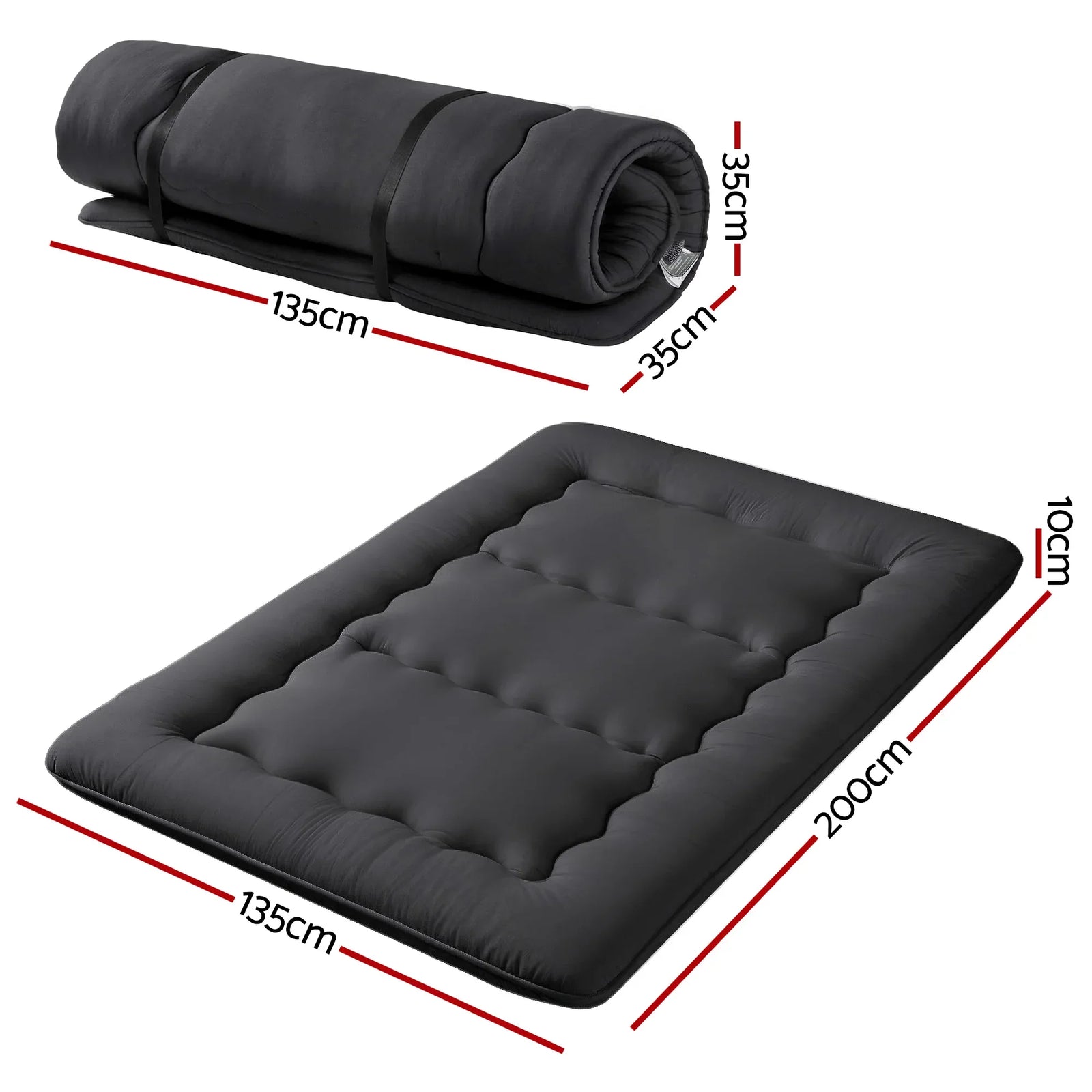 10cm Japanese Floor Mattress Foldable Futon Mattress Washable Cover Straps