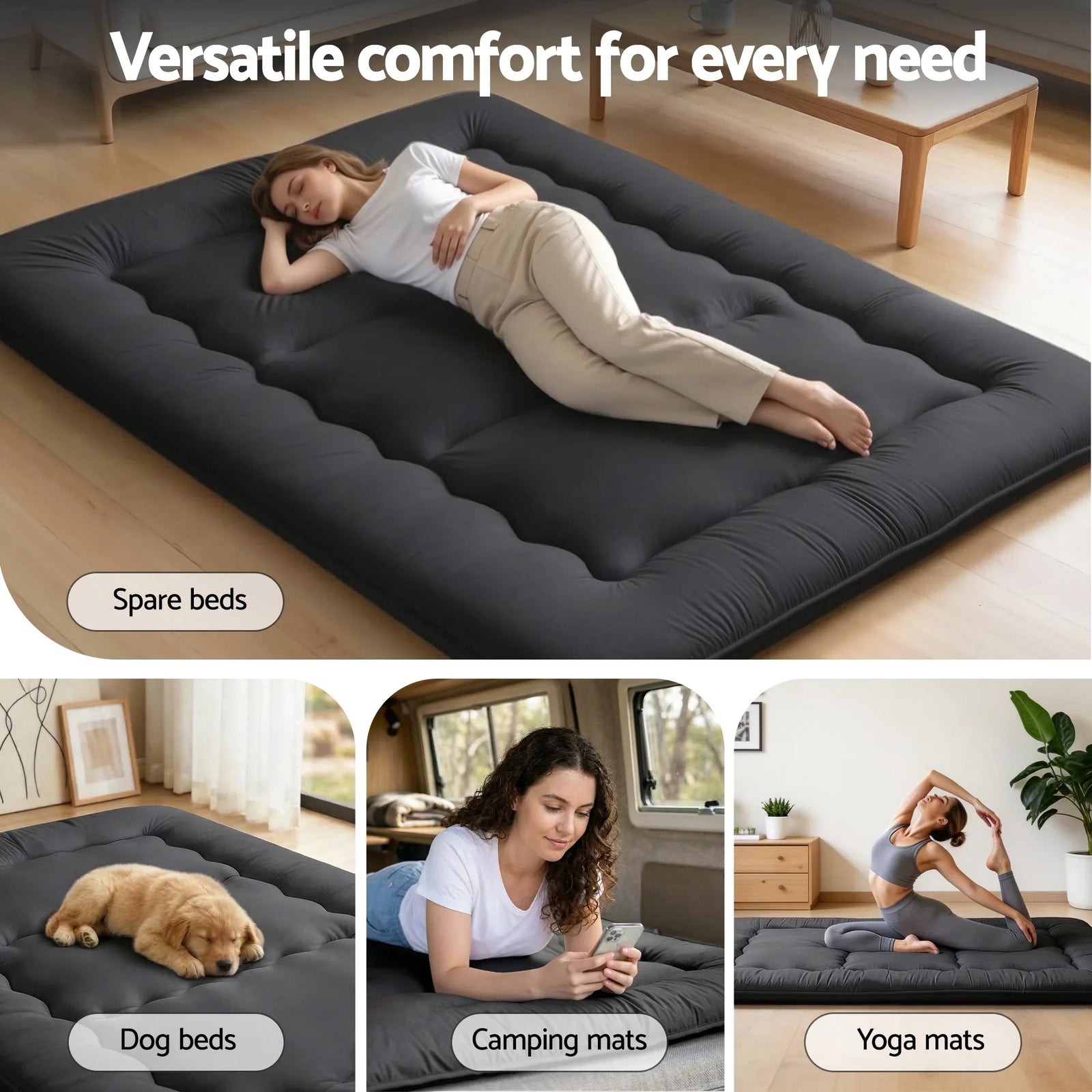10cm Japanese Floor Mattress Foldable Futon Mattress Washable Cover Straps