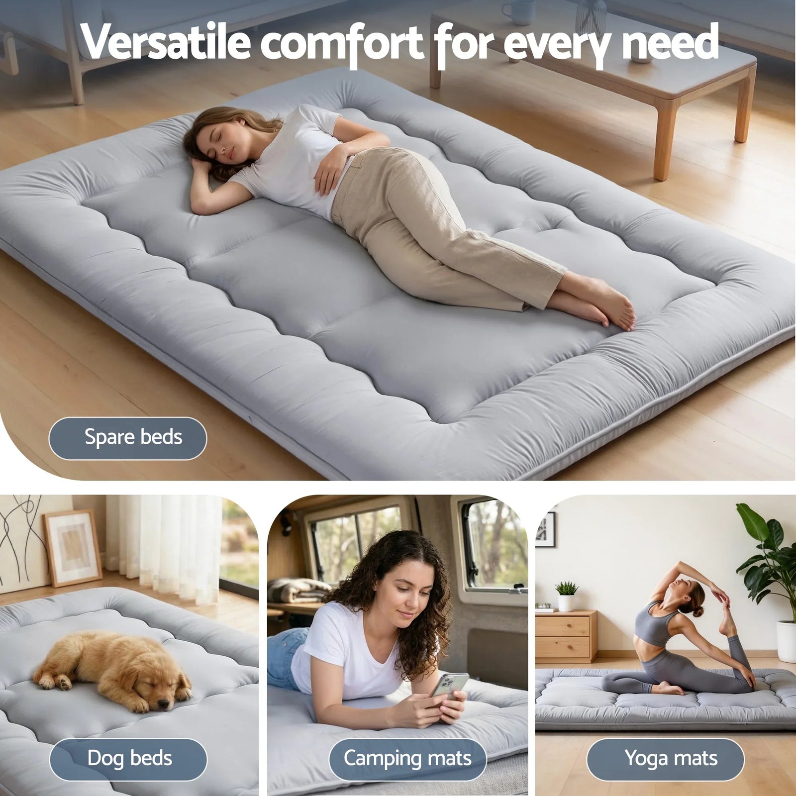 10cm Japanese Floor Mattress Foldable Futon Mattress Washable Cover Straps