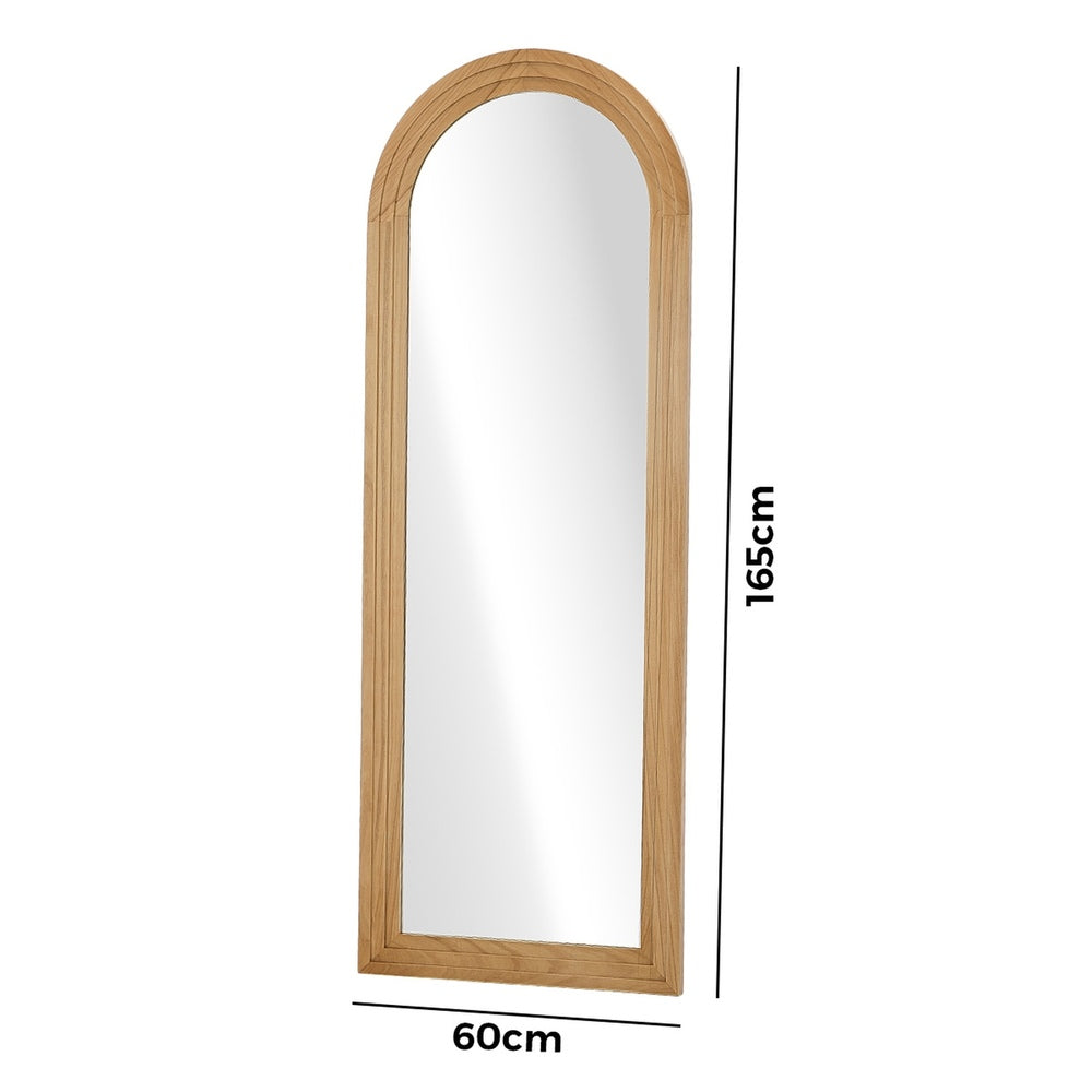 Full Length Arch Mirror 165x60cm Natural Wood Wall Mounted