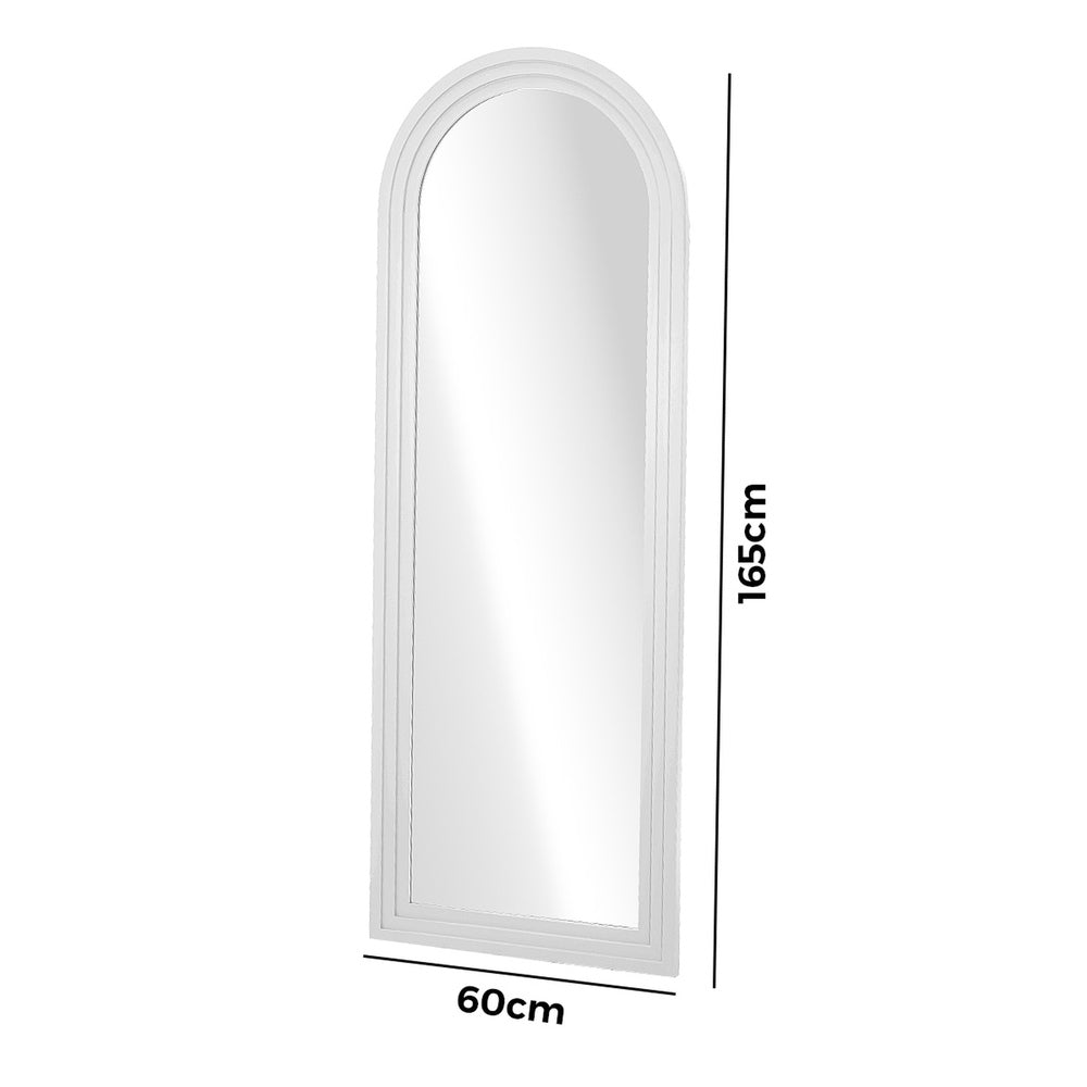 Full Length Arch Mirror 165x60cm White Wood Wall Mounted