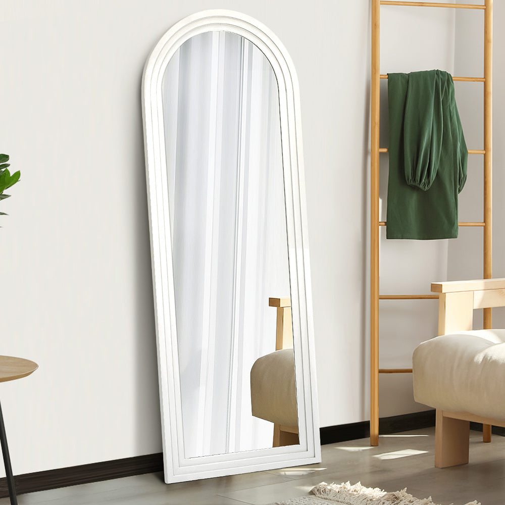 Full Length Arch Mirror 165x60cm White Wood Wall Mounted