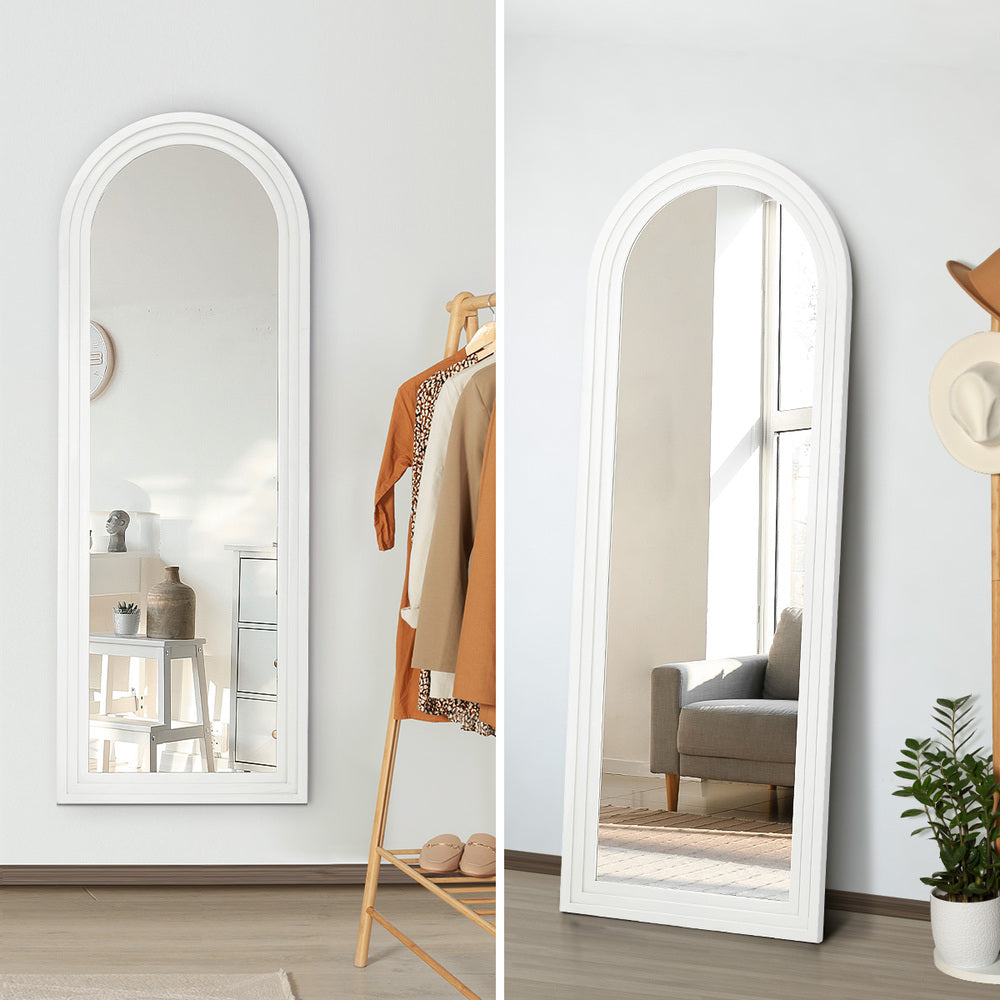 Full Length Arch Mirror 165x60cm White Wood Wall Mounted