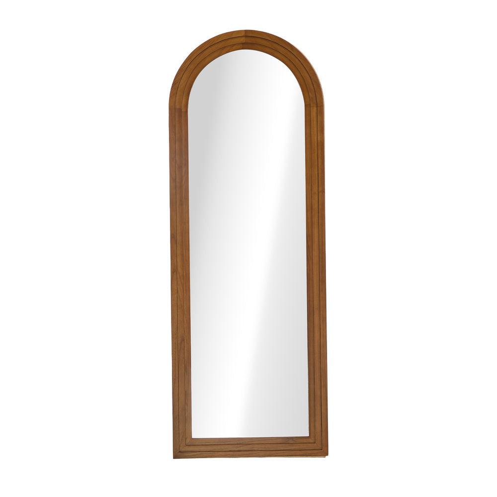 Full Length Arch Mirror 165x60cm Brown Wood Wall Mounted