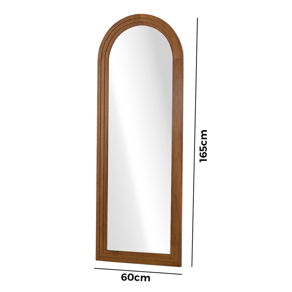 Full Length Arch Mirror 165x60cm Brown Wood Wall Mounted