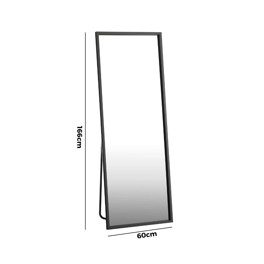 Wooden Full Length Mirror Rectangle Free Standing Black