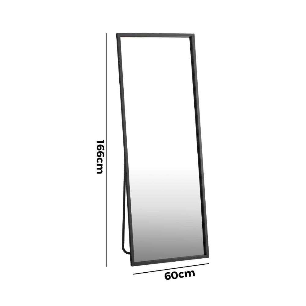 Wooden Full Length Mirror Rectangle Free Standing Black