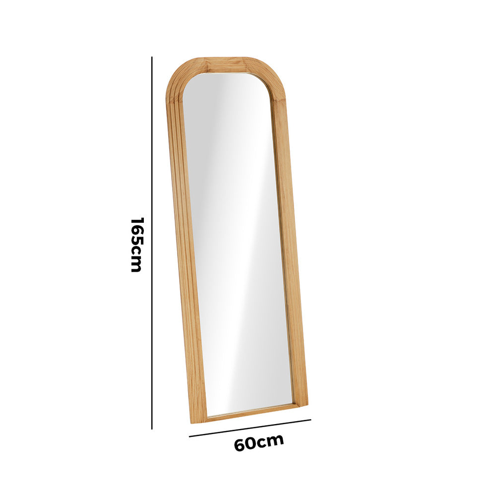 Full Length Arch Mirror 165x60cm Natural Top Round Corner