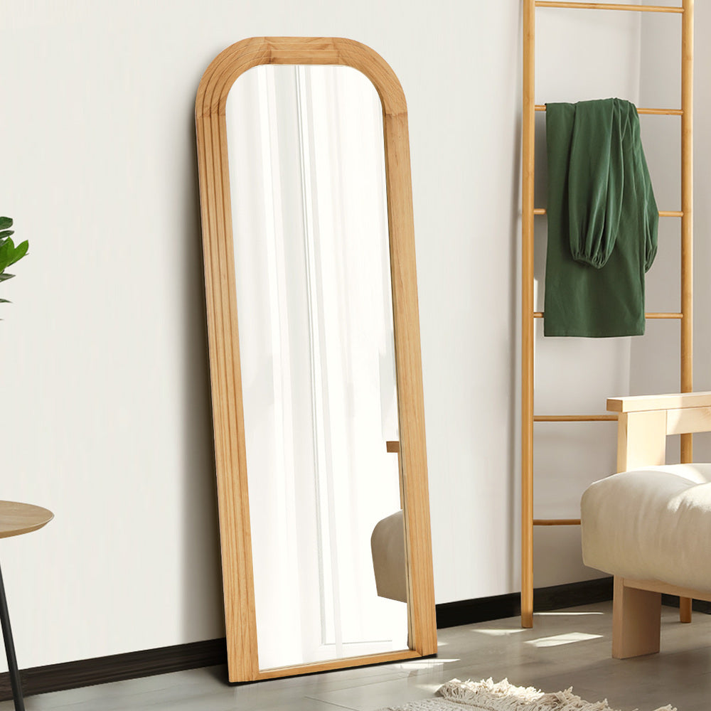 Full Length Arch Mirror 165x60cm Natural Top Round Corner