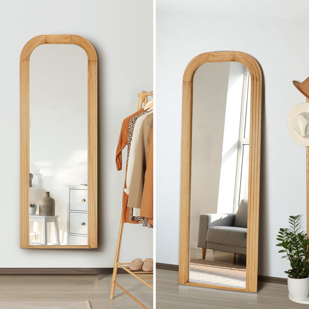 Full Length Arch Mirror 165x60cm Natural Top Round Corner