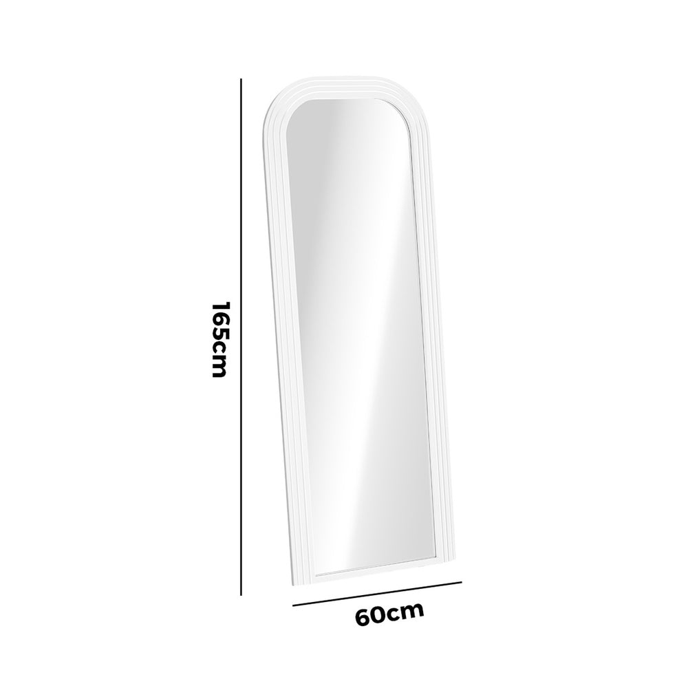 Full Length Arch Mirror 165x60cm White Wood Top Round Corner