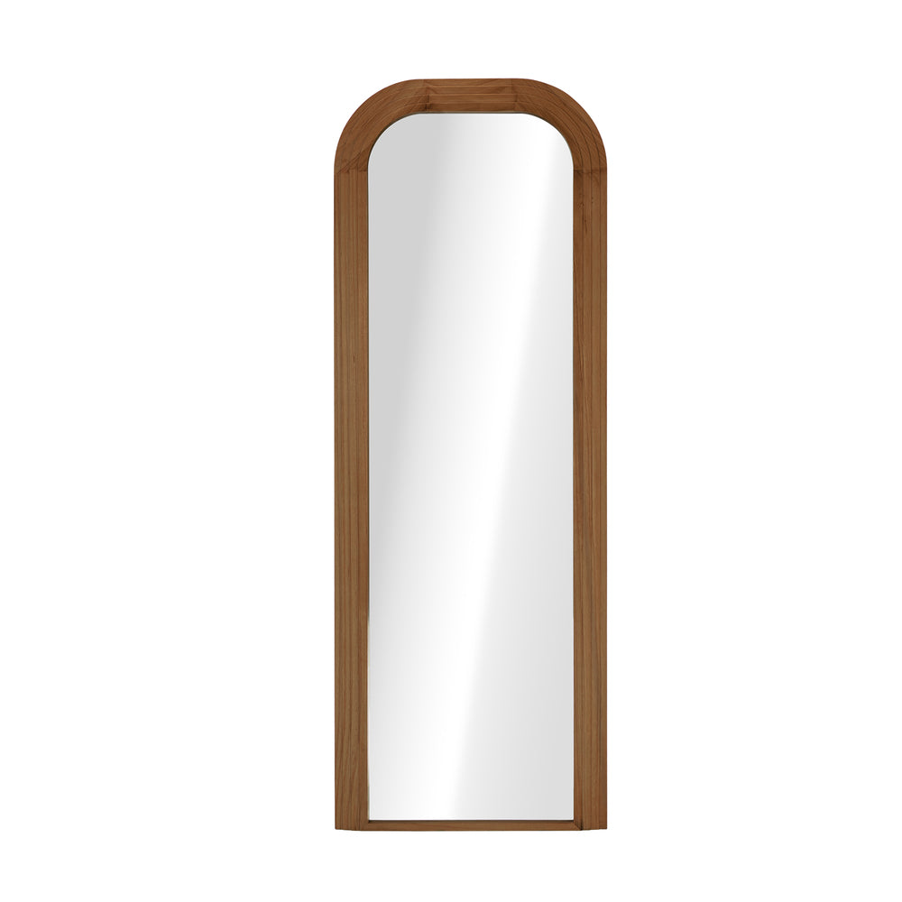 Full Length Arch Mirror 165x60cm Brown Wood Top Round Corner