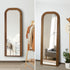 Full Length Arch Mirror 165x60cm Brown Wood Top Round Corner
