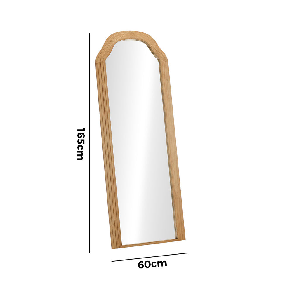 Full Length Floor Makeup Mirror 165x60cm Natural Wood Bedroom