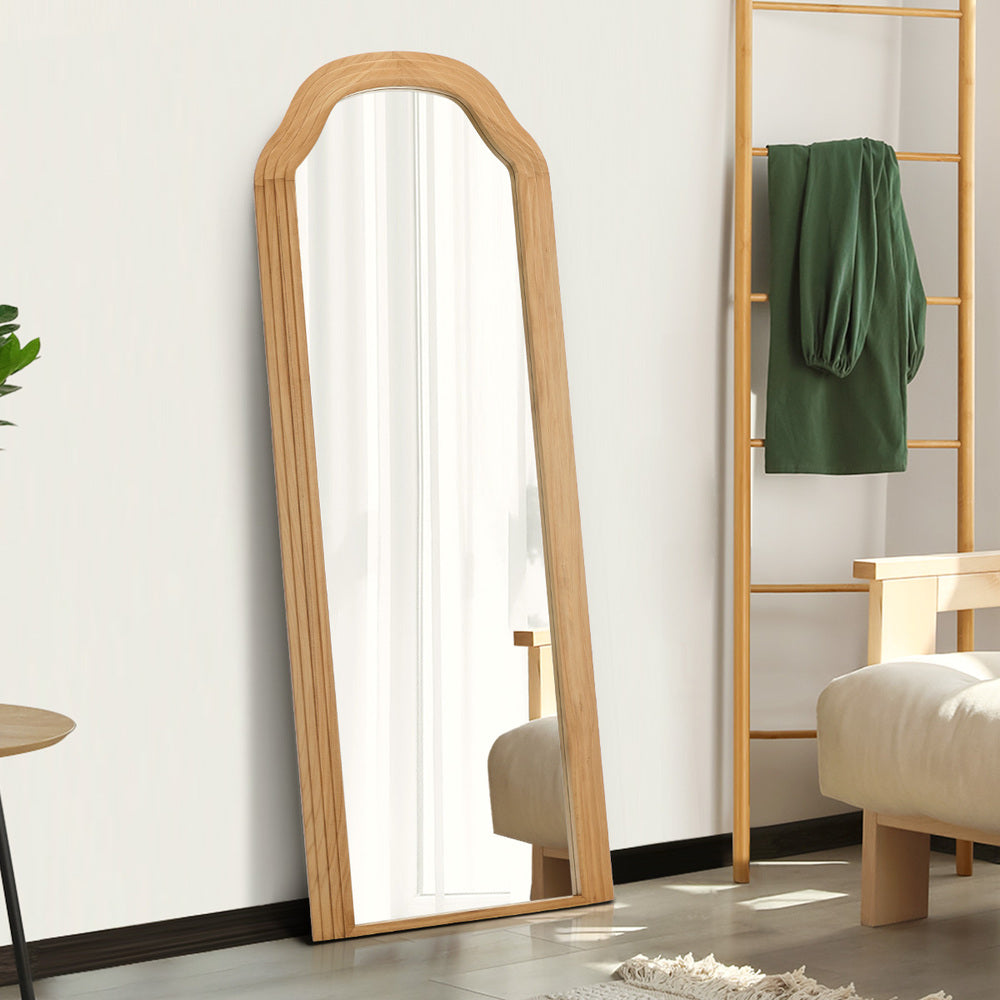 Full Length Floor Makeup Mirror 165x60cm Natural Wood Bedroom
