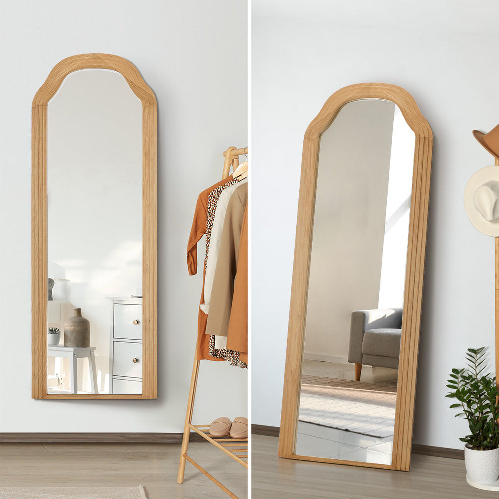 Full Length Floor Makeup Mirror 165x60cm Natural Wood Bedroom