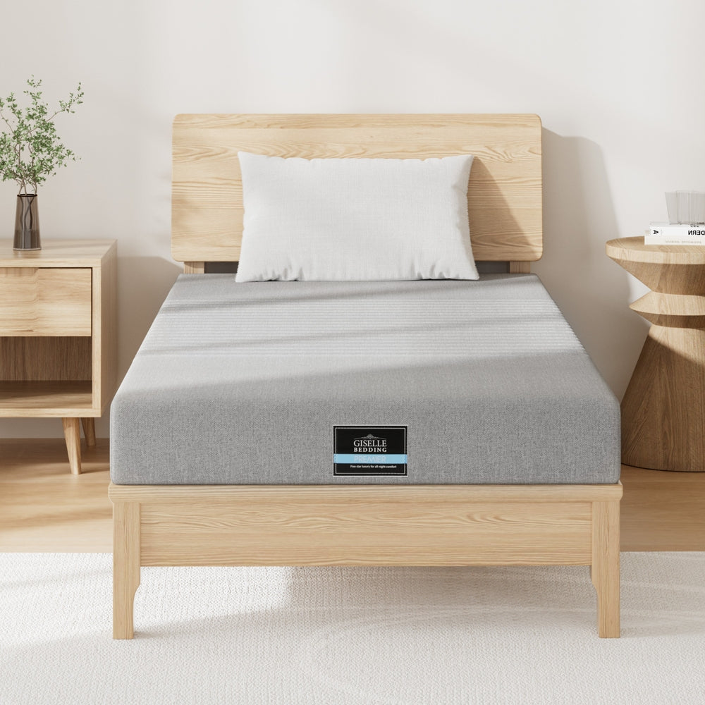 King Single Cool Gel Memory Foam Mattress 15cm Bamboo Cover Charcoal