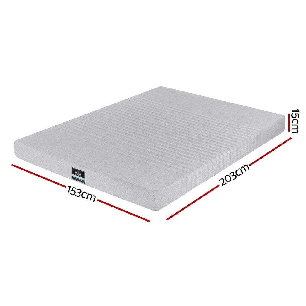 Cool Gel Memory Foam Mattress Charcoal 7-Zone Bamboo Cover 15cm Queen Size