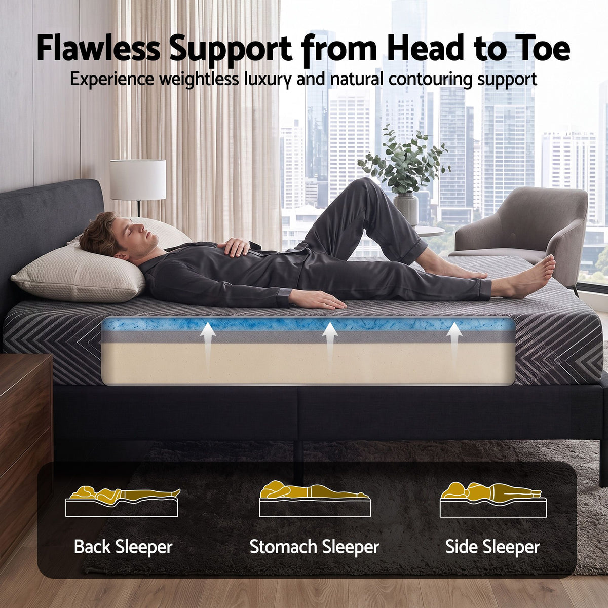 25cm Double Memory Foam Mattress Gel Infused Foam Removable Cover