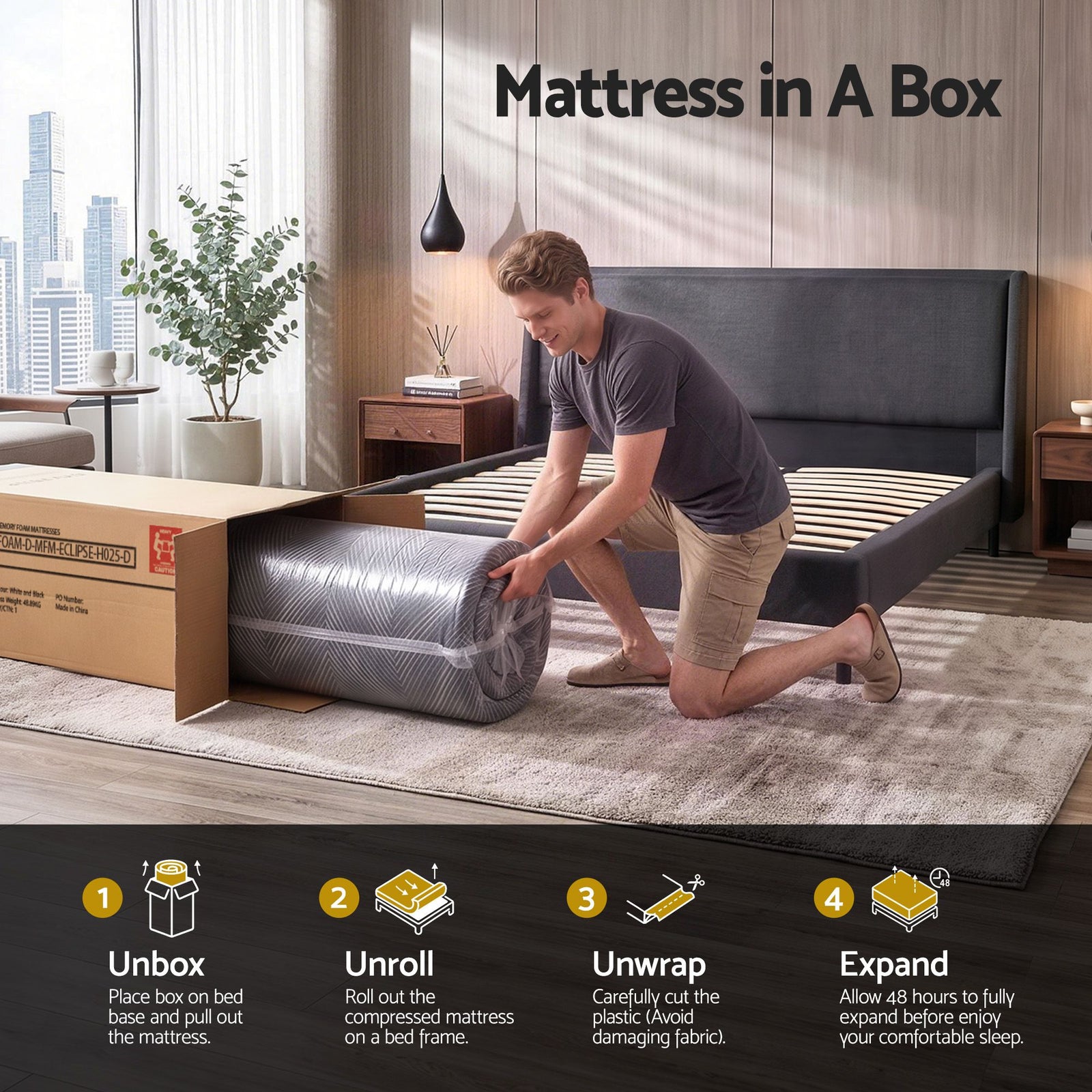 25cm Double Memory Foam Mattress Gel Infused Foam Removable Cover