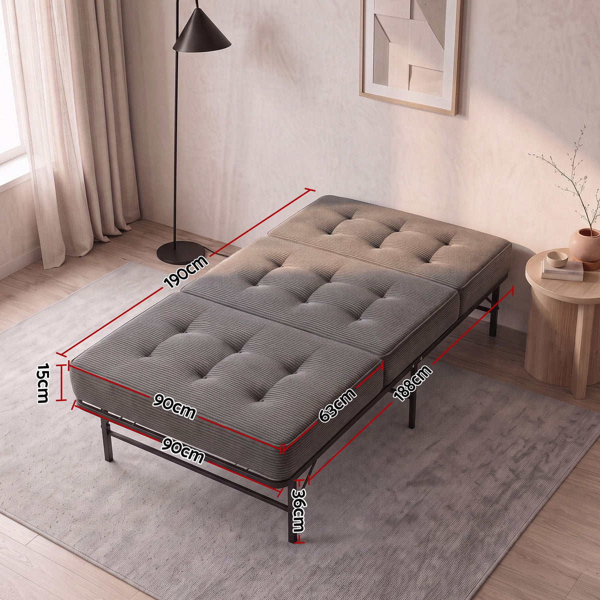 Giselle Single Folding Bed with 15cm Foam Mattress Steel Frame Guest Bed