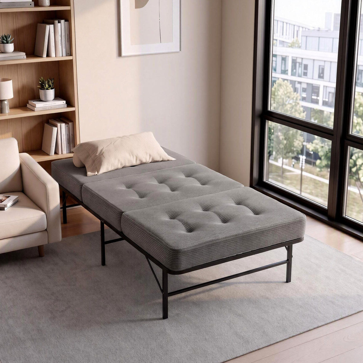 Giselle Single Folding Bed with 15cm Foam Mattress Steel Frame Guest Bed