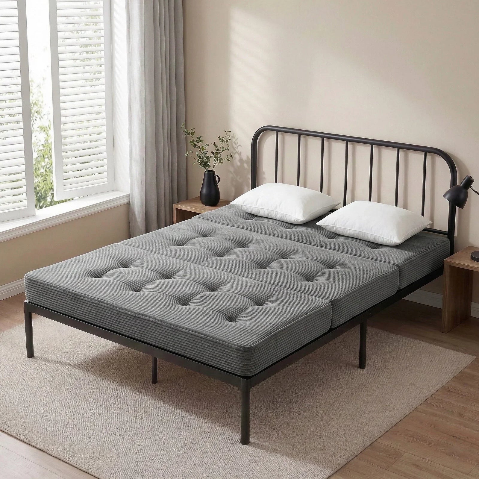 Double Folding Mattress 15cm Foldable Foam Portable Guest Sofa Bed Camping Mat