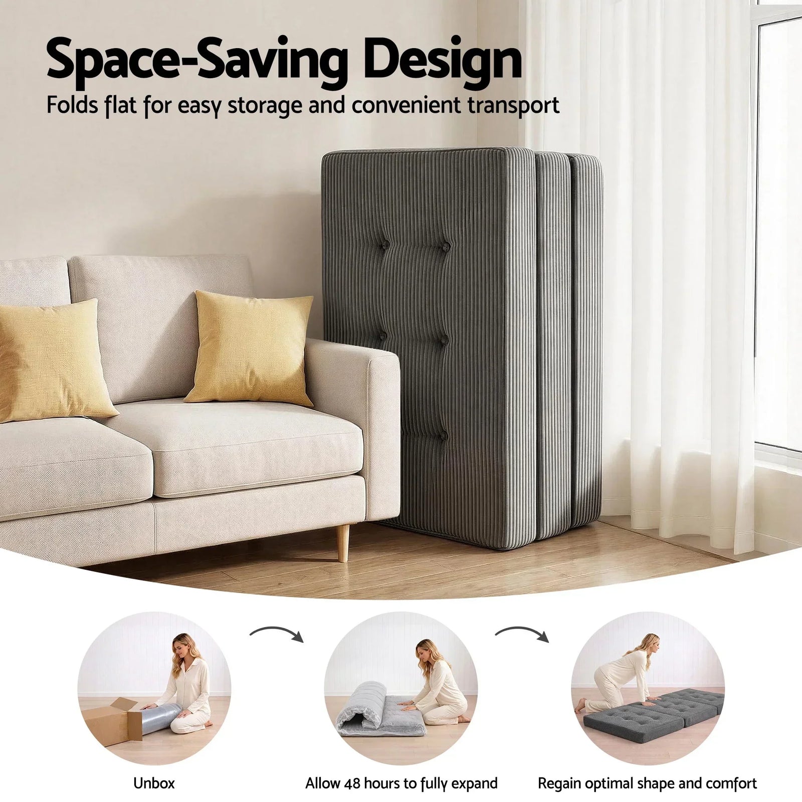 Single Folding Mattress 15cm Foldable Foam Portable Guest Sofa Bed Camping Mat