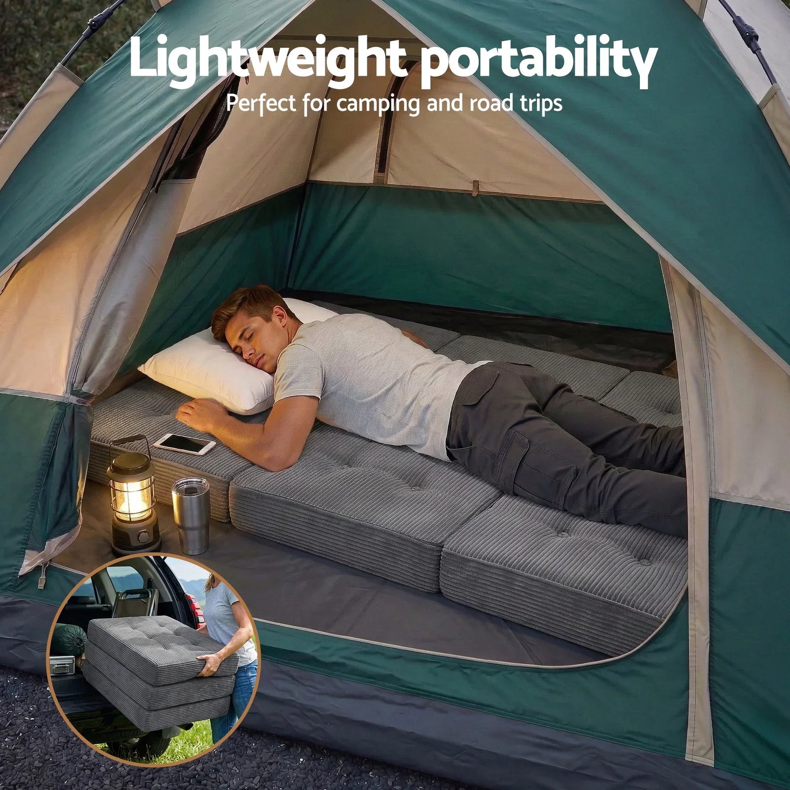 Single Folding Mattress 15cm Foldable Foam Portable Guest Sofa Bed Camping Mat