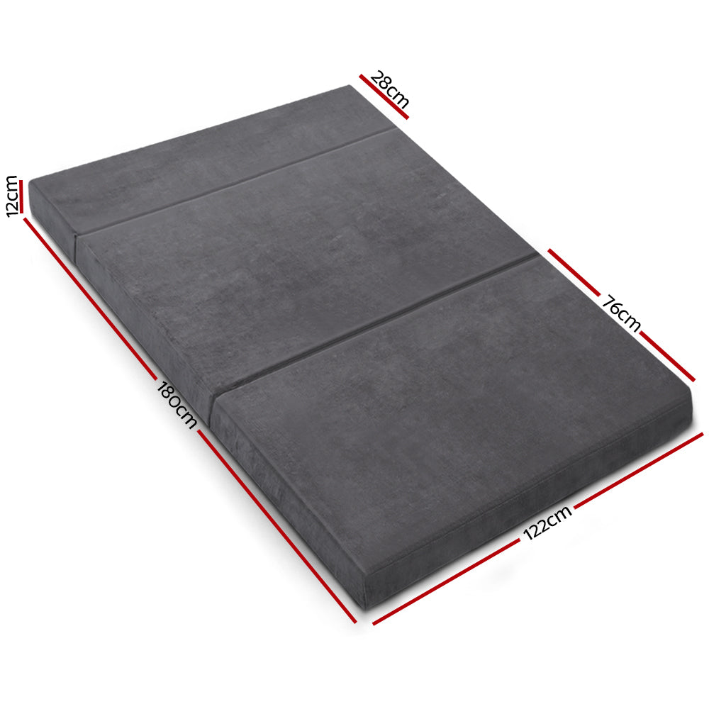 Foldable Mattress Folding Foam Bed Mat Double Grey