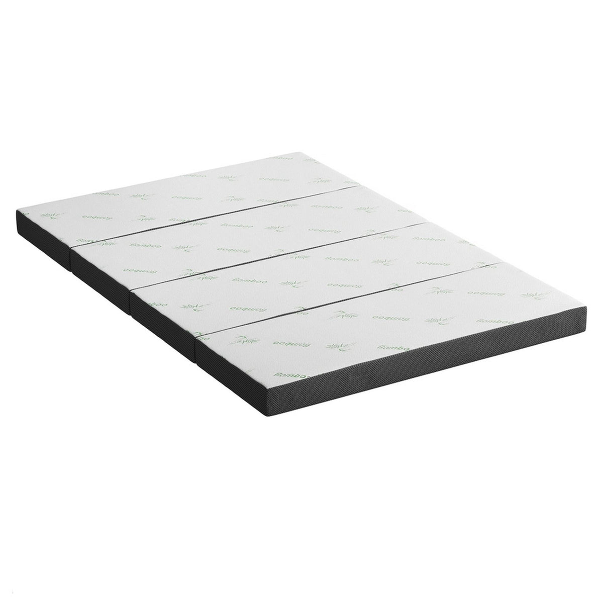 Foldable Double Mattress 4 Fold Foam Bed Bamboo Cover Guest Sleeping Mat