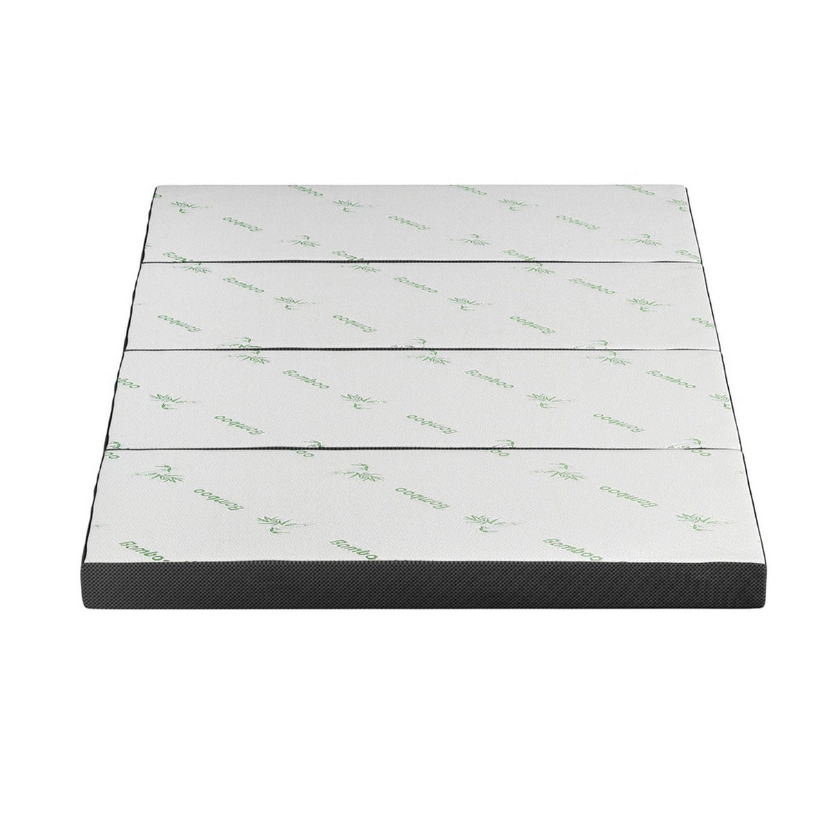 Foldable Double Mattress 4 Fold Foam Bed Bamboo Cover Guest Sleeping Mat