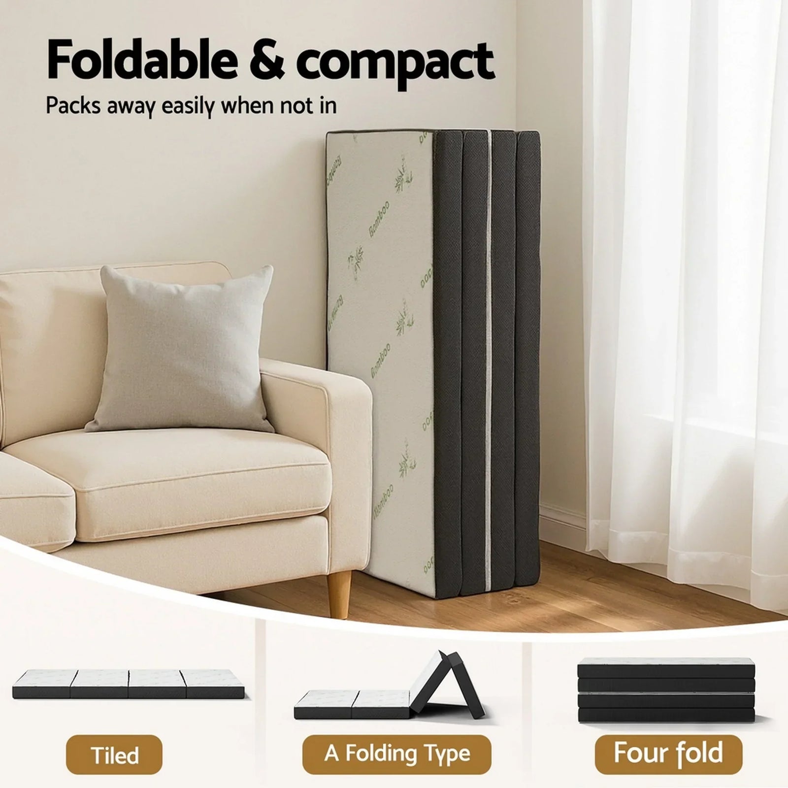 Foldable Mattress Folding Foam Mattresses Bamboo Double
